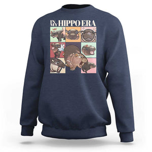 Cute Baby Pygmy Hippo Thailand Sweatshirt In My Hippo Era MooDeng Meme TS09 Navy Print Your Wear