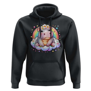 Cute Baby Pygmy Hippo Pastel Rainbow Hoodie TS09 Black Print Your Wear