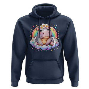 Cute Baby Pygmy Hippo Pastel Rainbow Hoodie TS09 Navy Print Your Wear