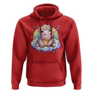 Cute Baby Pygmy Hippo Pastel Rainbow Hoodie TS09 Red Print Your Wear