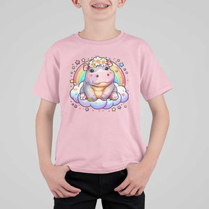 Cute Baby Pygmy Hippo Pastel Rainbow T Shirt For Kid TS09 Light Pink Print Your Wear