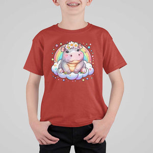 Cute Baby Pygmy Hippo Pastel Rainbow T Shirt For Kid TS09 Red Print Your Wear