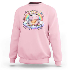 Cute Baby Pygmy Hippo Pastel Rainbow Sweatshirt TS09 Light Pink Print Your Wear