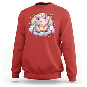 Cute Baby Pygmy Hippo Pastel Rainbow Sweatshirt TS09 Red Print Your Wear
