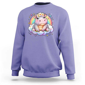 Cute Baby Pygmy Hippo Pastel Rainbow Sweatshirt TS09 Violet Print Your Wear