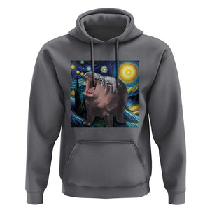 Funny Baby Pygmy Hippo Thailand Hoodie Starry Night MooDeng Meme TS09 Charcoal Print Your Wear