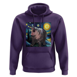 Funny Baby Pygmy Hippo Thailand Hoodie Starry Night MooDeng Meme TS09 Purple Print Your Wear