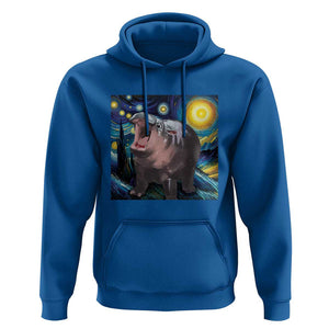 Funny Baby Pygmy Hippo Thailand Hoodie Starry Night MooDeng Meme TS09 Royal Blue Print Your Wear