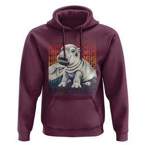 Hippo Lover Hoodie Retro Vintage Baby Pygmy Hippopotamus TS09 Maroon Print Your Wear