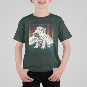 Hippo Lover T Shirt For Kid Retro Vintage Baby Pygmy Hippopotamus TS09 Dark Forest Green Print Your Wear