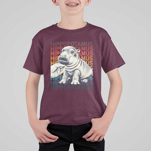 Hippo Lover T Shirt For Kid Retro Vintage Baby Pygmy Hippopotamus TS09 Maroon Print Your Wear