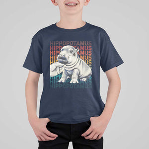Hippo Lover T Shirt For Kid Retro Vintage Baby Pygmy Hippopotamus TS09 Navy Print Your Wear