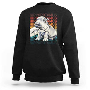 Hippo Lover Sweatshirt Retro Vintage Baby Pygmy Hippopotamus TS09 Black Print Your Wear