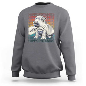 Hippo Lover Sweatshirt Retro Vintage Baby Pygmy Hippopotamus TS09 Charcoal Print Your Wear