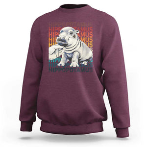 Hippo Lover Sweatshirt Retro Vintage Baby Pygmy Hippopotamus TS09 Maroon Print Your Wear