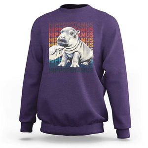 Hippo Lover Sweatshirt Retro Vintage Baby Pygmy Hippopotamus TS09 Purple Print Your Wear