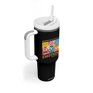Mental Health Tumbler With Handle Each Day Is Filled With Emotions TS09 Print Your Wear