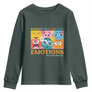 Mental Health Youth Sweatshirt Each Day Is Filled With Emotions TS09 Dark Forest Green Print Your Wear