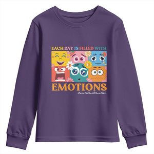 Mental Health Youth Sweatshirt Each Day Is Filled With Emotions TS09 Purple Print Your Wear