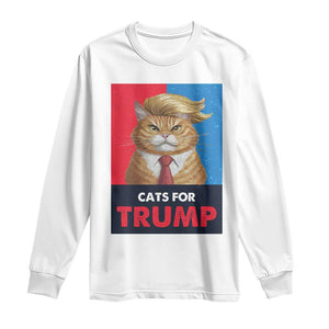 Cats For Trump Long Sleeve Shirt Funny Cat Trump American President 2024 TS09 White Print Your Wear