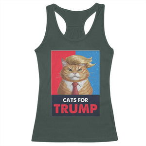 Cats For Trump Racerback Tank Top Funny Cat Trump American President 2024 TS09 Dark Forest Green Print Your Wear