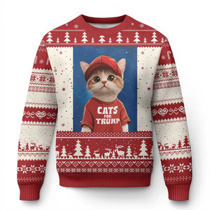 Trump Cat Ugly Christmas Sweater Cute Cats For Trump American President TS09 Red Print Your Wear