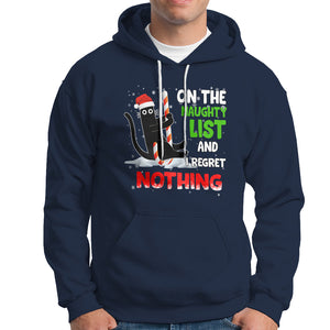 On The Naughty List And I Regret Nothing Funny Cat Lover Hoodie TS09 Printyourwear