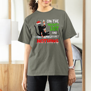 On The Naughty List And I Regret Nothing Funny Cat Lover T Shirt TS09 Printyourwear