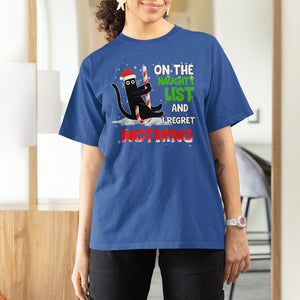 On The Naughty List And I Regret Nothing Funny Cat Lover T Shirt TS09 Printyourwear