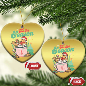 Tis The Season Xmas Christmas Ornament Groovy Retro Gingerbread Hot Cocoa TS09 Heart Gold Print Your Wear