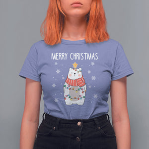 Polar Bear Christmas Tree Costume Red Scarf Merry Christmas T Shirt TS09 Printyourwear