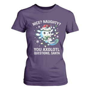 Christmas Axolotl T Shirt For Women Nice Naughty You Axolotl Questions Santa TS09 Purple Print Your Wear