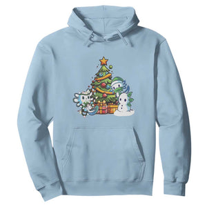 Cute Axolotl Christmas Tree Hoodie TS09 Light Blue Print Your Wear