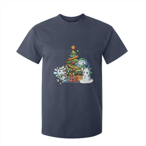 Cute Axolotl Christmas Tree T Shirt For Kid TS09 Navy Print Your Wear