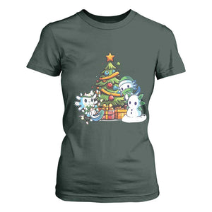 Cute Axolotl Christmas Tree T Shirt For Women TS09 Dark Forest Green Print Your Wear