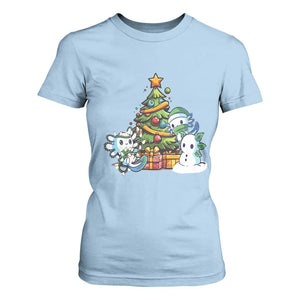 Cute Axolotl Christmas Tree T Shirt For Women TS09 Light Blue Print Your Wear