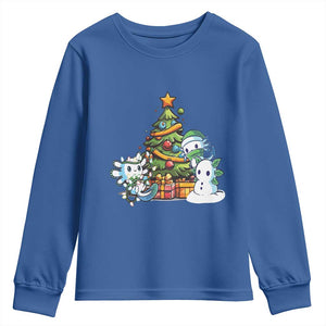 Cute Axolotl Christmas Tree Youth Sweatshirt TS09 Royal Blue Print Your Wear