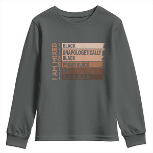 Melanin Pride Youth Sweatshirt Yes I'm Mixed With Black TS09 Dark Heather Print Your Wear