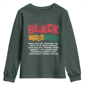 Funny Black Pride Youth Sweatshirt Yes I'm Mixed With Black TS09 Dark Forest Green Print Your Wear