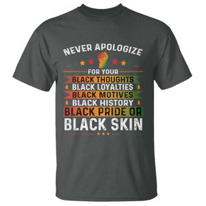 Black Pride T Shirt Never Apologize For Your Blackness Black History Month TS09 Dark Heather Print Your Wear