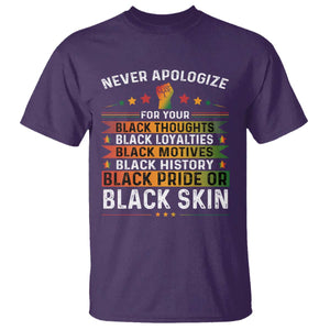 Black Pride T Shirt Never Apologize For Your Blackness Black History Month TS09 Purple Print Your Wear