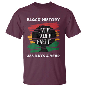 Black History Inspirational T Shirt Live It Learn It Make It TS09 Maroon Print Your Wear