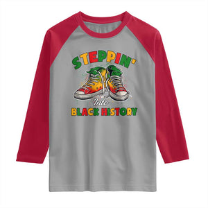 Stepping Into Black History Month Raglan Shirt TS09 Sport Gray Red Print Your Wear