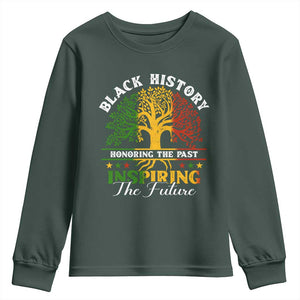 Black History Youth Sweatshirt Honoring The Past Inspiring The Future TS09 Dark Forest Green Print Your Wear