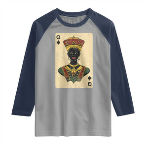 African Queen Card Black Pride Raglan Shirt TS09 Sport Gray Navy Print Your Wear