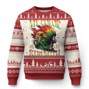 Black Pride Ugly Christmas Sweater My Color Is My Strength African American Women Lion TS09 Red Print Your Wear