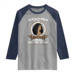 Black Women Pride Raglan Shirt Made Out Of Brown Sugar Cocoa Honey And Gold Retro TS09 Sport Gray Navy Print Your Wear