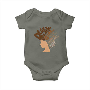 Dear Black Girl Black Women Pride Baby Onesie TS09 Military Green Print Your Wear