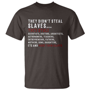 Black History T Shirt They Didn't Steal Slaves They Stolen And Made Them Slaves TS09 Dark Chocolate Print Your Wear