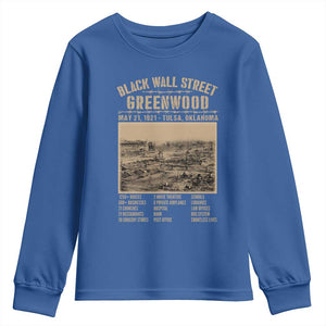 Black Wall Street Youth Sweatshirt - Never Forget 1921 Tulsa Black History Retro Heritage TS09 Royal Blue Print Your Wear